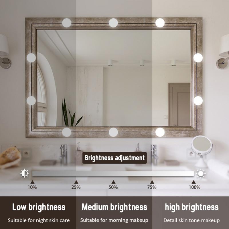 LED mirror light brightness adjustments