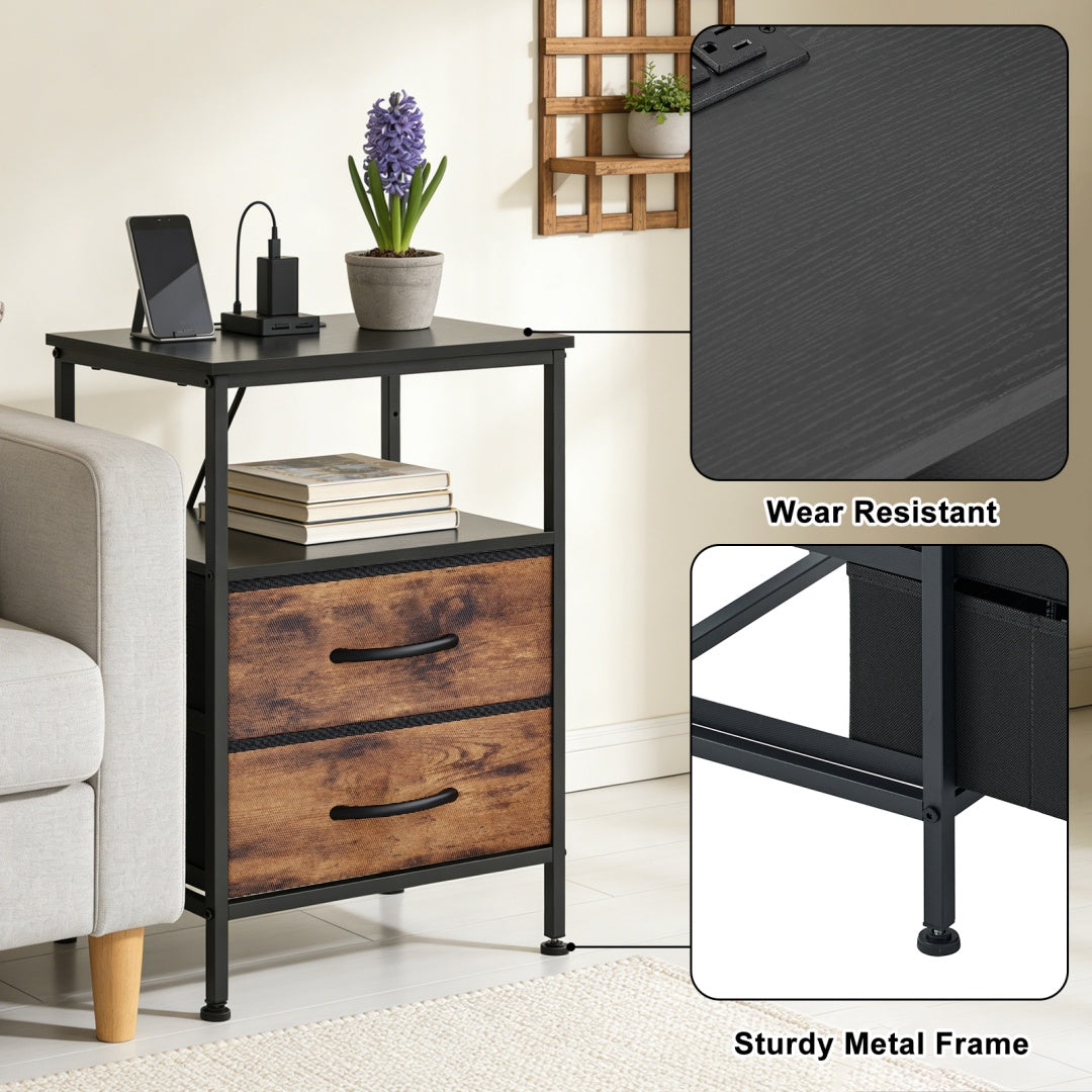 Bedside table with charging station